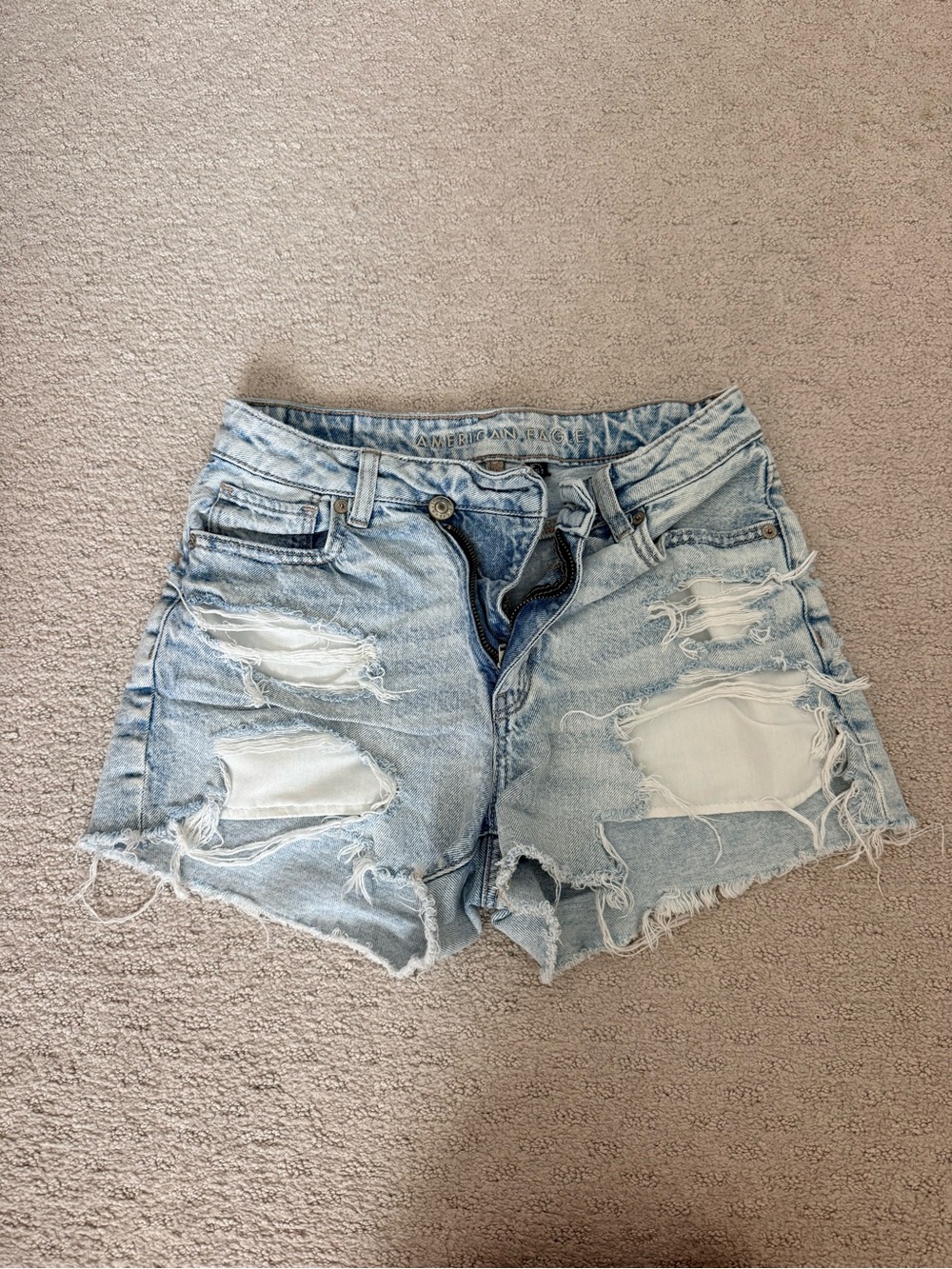American Eagle Outfitters Light Blue Distressed Denim Shorts